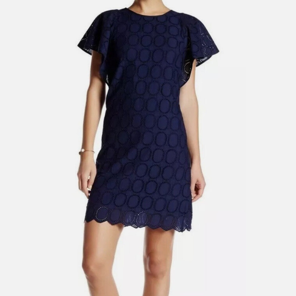 J. Crew  Navy Blue Eyelet Dress